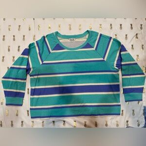 Wildfox Striped Shirt Size XXL, Teal/White/Blue, EUC
